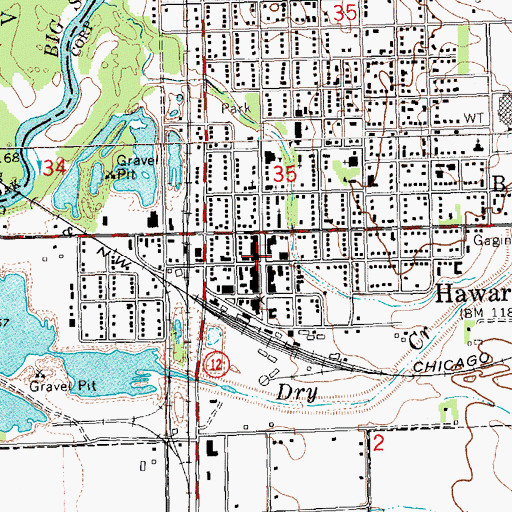 Topographic Map of Hawarden, IA