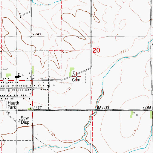 Topographic Map of Hawkeye Cemetery, IA