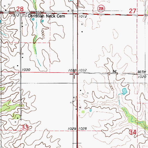 Topographic Map of Hawkeye School, IA