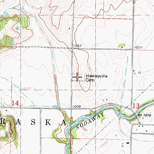 Topographic Map of Hawleyville Cemetery, IA