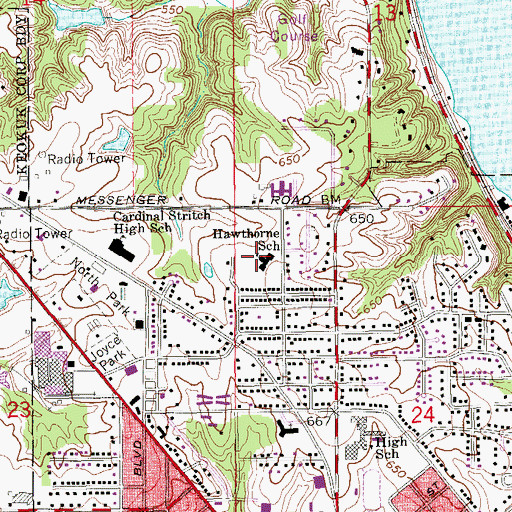 Topographic Map of Hawthorne Elementary School, IA