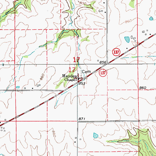 Topographic Map of Hayden Chapel, IA