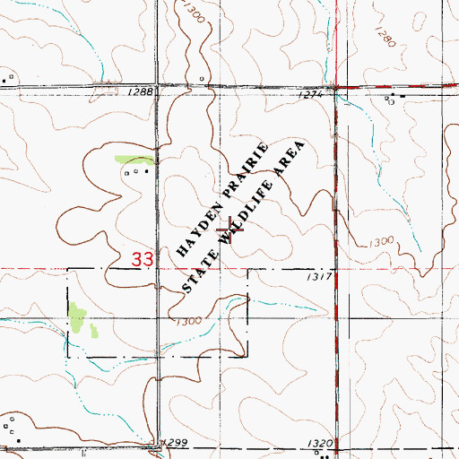 Topographic Map of Hayden Prairie State Wildlife Area, IA