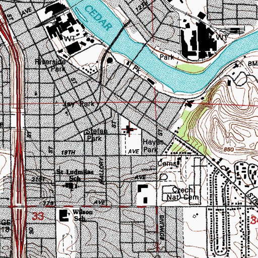 Topographic Map of Hayes School, IA
