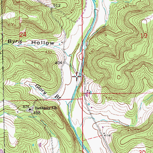 Topographic Map of Byrd Hollow, AR