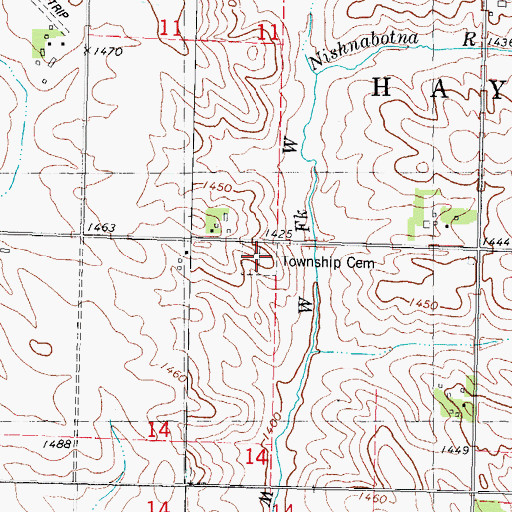 Topographic Map of Hayes Township Cemetery, IA