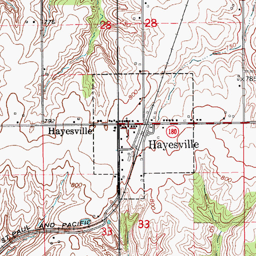 Topographic Map of Hayesville, IA