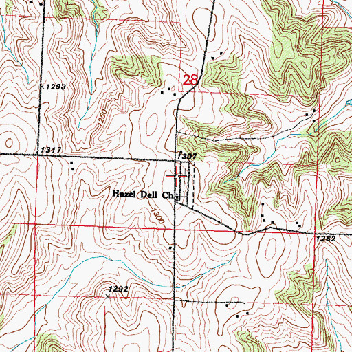 Topographic Map of Hazel Dell Church, IA