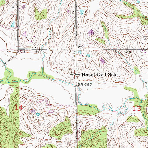 Topographic Map of Hazel Dell School, IA