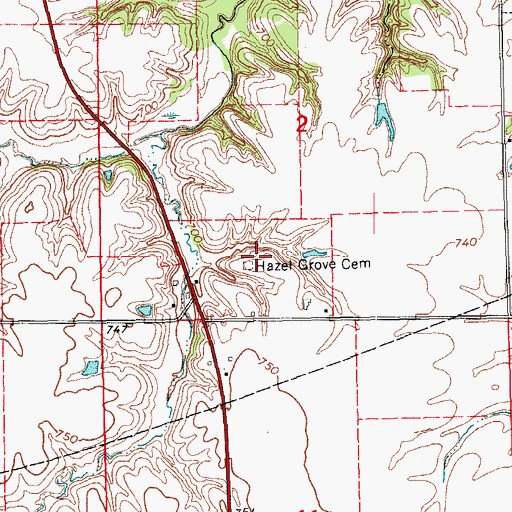 Topographic Map of Hazel Grove Cemetery, IA