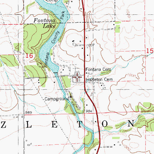 Topographic Map of Hazleton Cemetery, IA