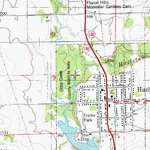 Topographic Map of Hazelton Creek, IA