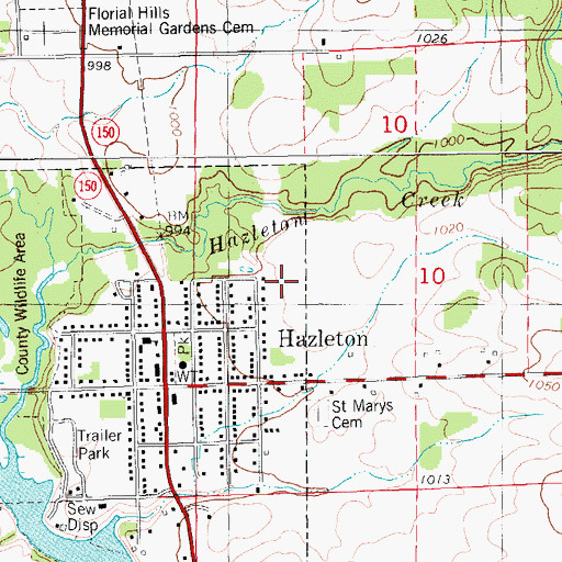 Topographic Map of Hazleton, IA