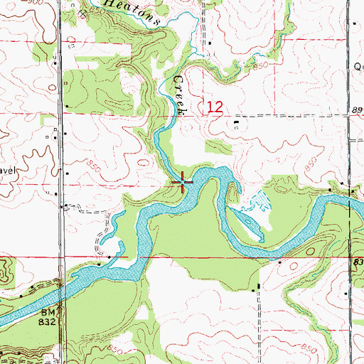 Topographic Map of Heatons Creek, IA