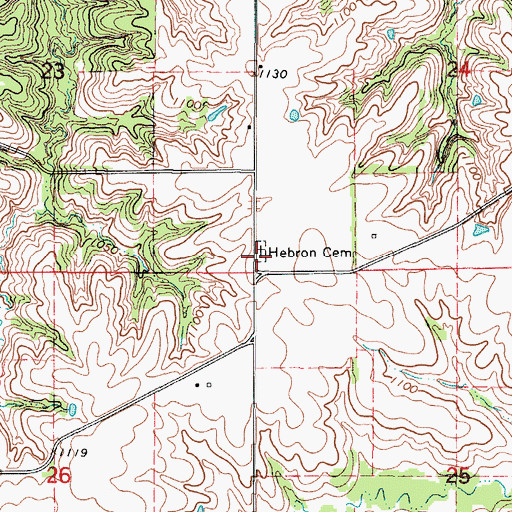 Topographic Map of Hebron Cemetery, IA