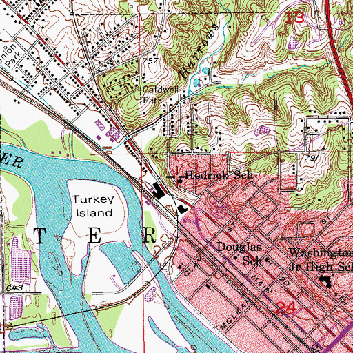 Topographic Map of Hedrick School, IA