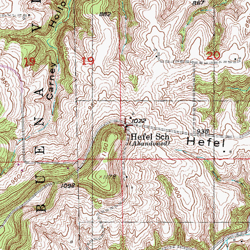 Topographic Map of Hefel School, IA