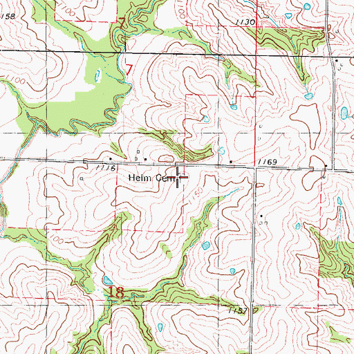 Topographic Map of Helm Cemetery, IA