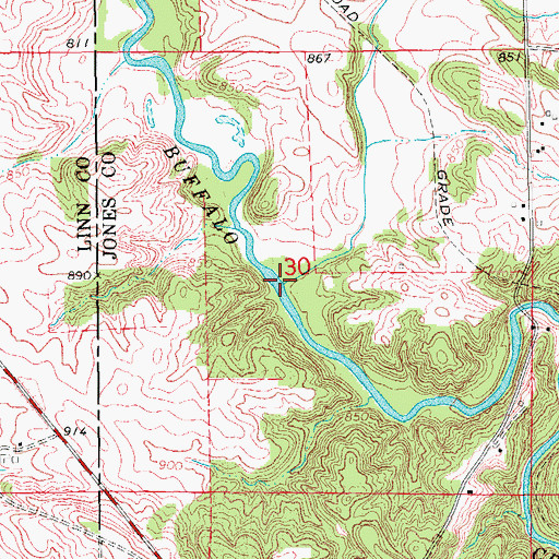 Topographic Map of Helmer Creek, IA