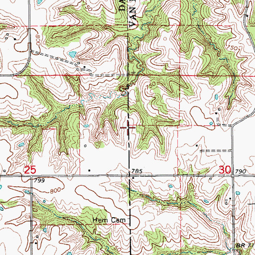 Topographic Map of Hem Cemetery, IA