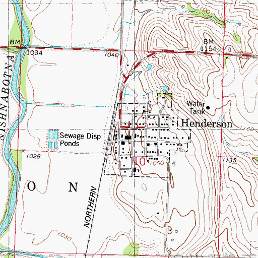Topographic Map of Henderson, IA