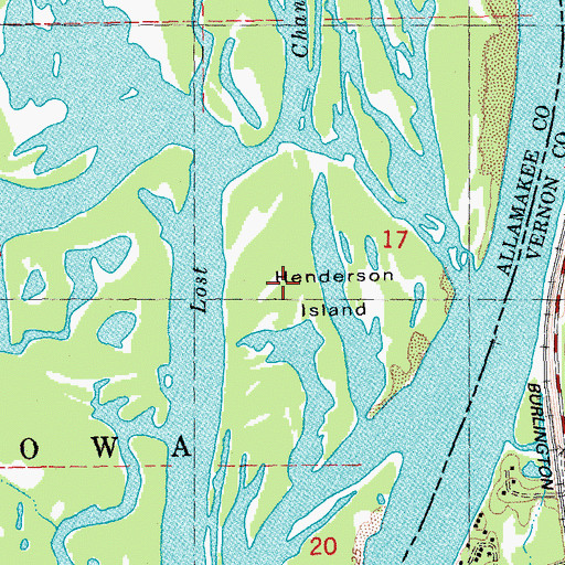 Topographic Map of Henderson Island, IA