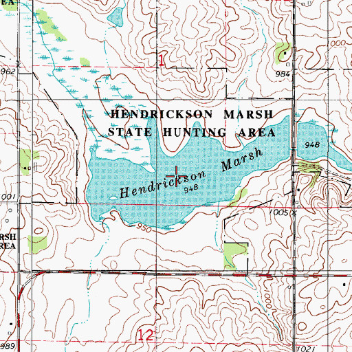 Topographic Map of Hendrickson Marsh Lake, IA