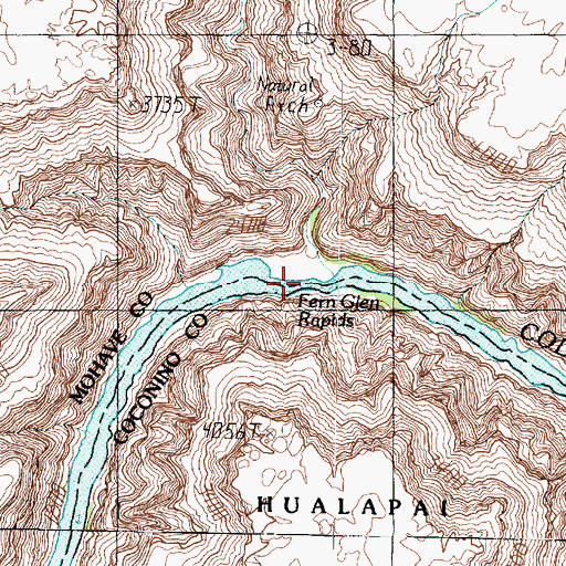 Topographic Map of Fern Glen Rapids, AZ
