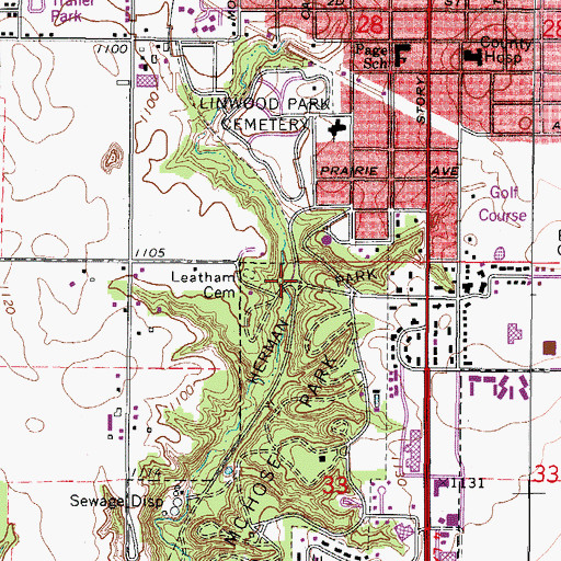 Topographic Map of Herman Park, IA