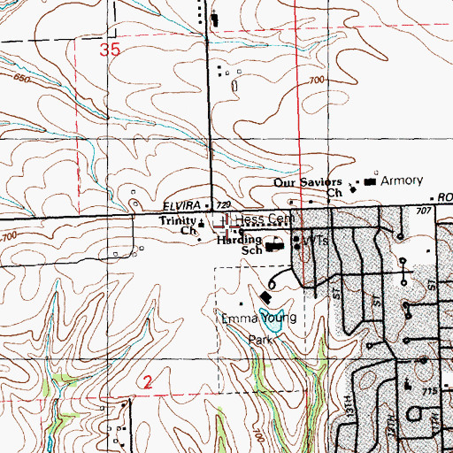 Topographic Map of Hess Cemetery, IA