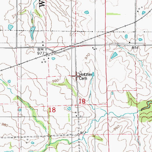 Topographic Map of Hetzler Cemetery, IA
