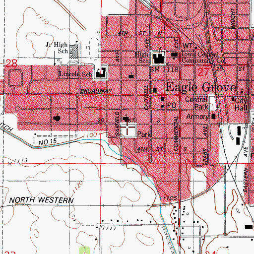 Topographic Map of Hewitt Park, IA