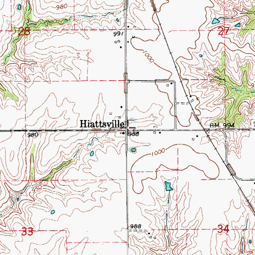Topographic Map of Hiattsville, IA