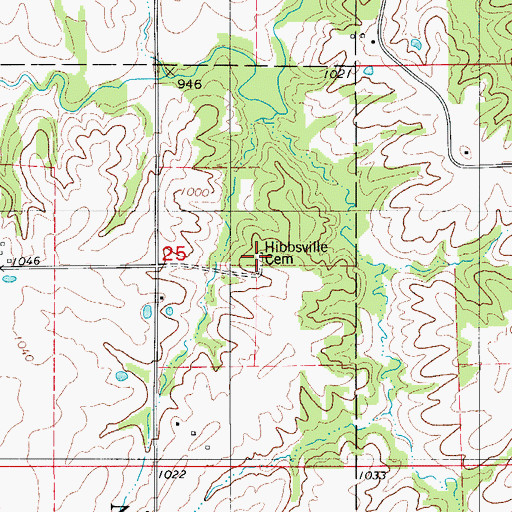 Topographic Map of Hibbsville Cemetery, IA