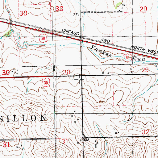 Topographic Map of Hickey School, IA
