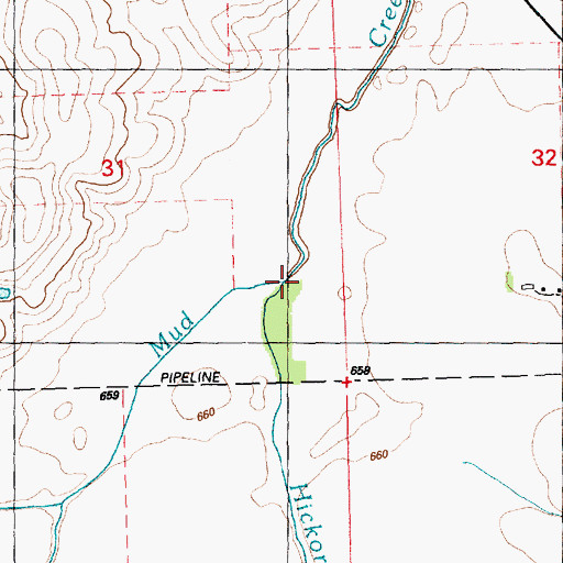 Topographic Map of Hickory Creek, IA