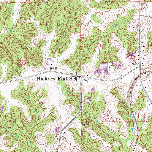 Topographic Map of Hickory Flat School, IA