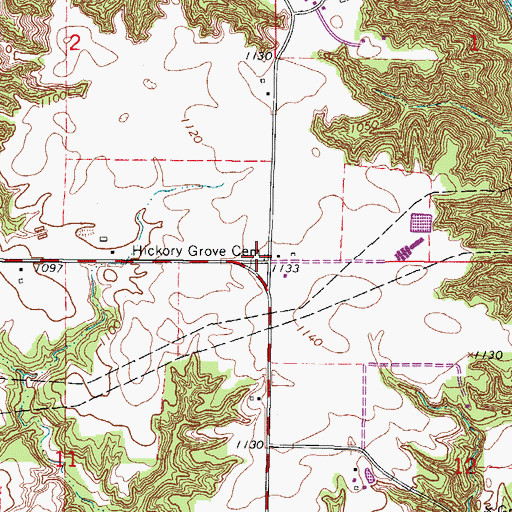 Topographic Map of Hickory Grove Cemetery, IA