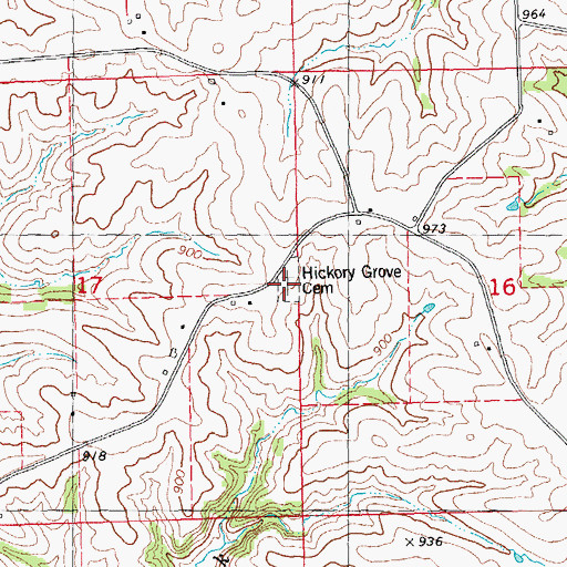 Topographic Map of Hickory Grove Cemetery, IA