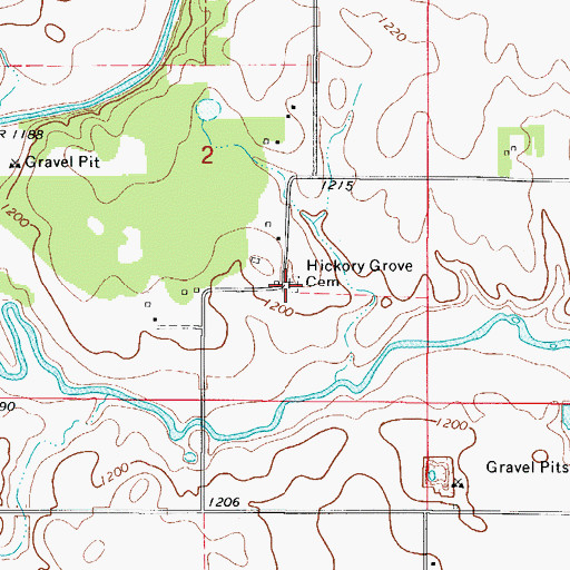 Topographic Map of Hickory Grove Cemetery, IA