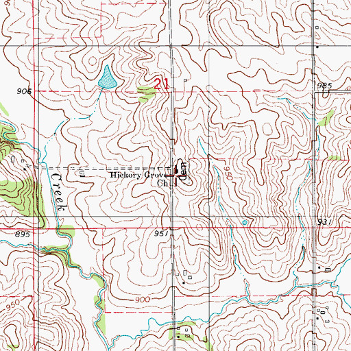 Topographic Map of Hickory Grove Church, IA