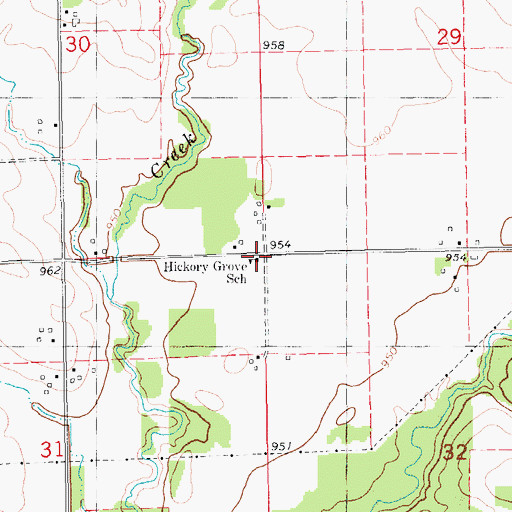 Topographic Map of Hickory Grove School, IA