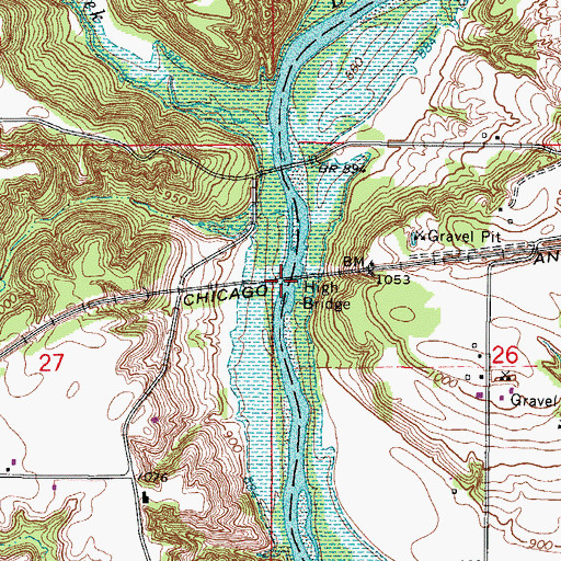 Topographic Map of High Bridge, IA