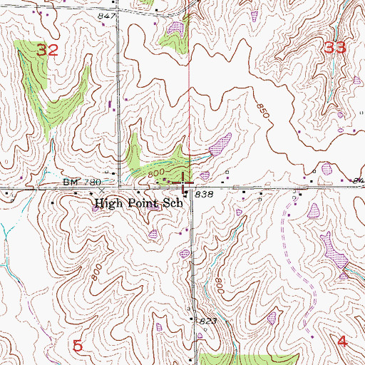 Topographic Map of High Point School, IA