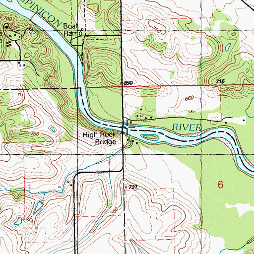 Topographic Map of High Rock Bridge, IA
