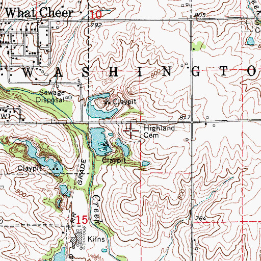 Topographic Map of Highland Cemetery, IA