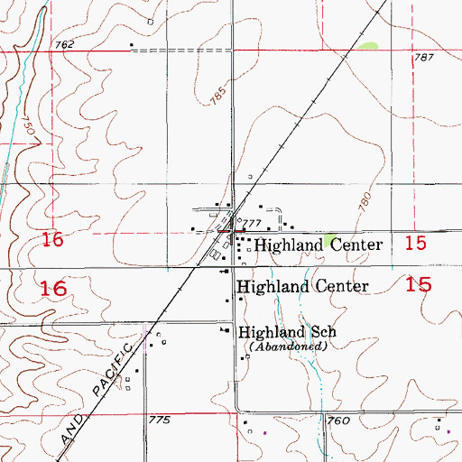 Topographic Map of Highland Center, IA