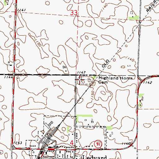 Topographic Map of Highland Home Cemetery, IA