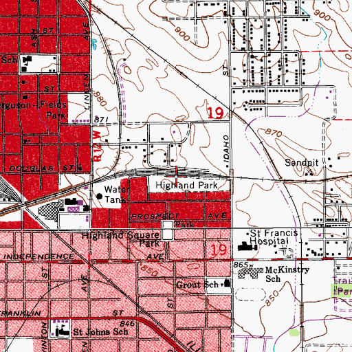 Topographic Map of Highland Park, IA