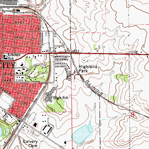 Topographic Map of Highland Park, IA